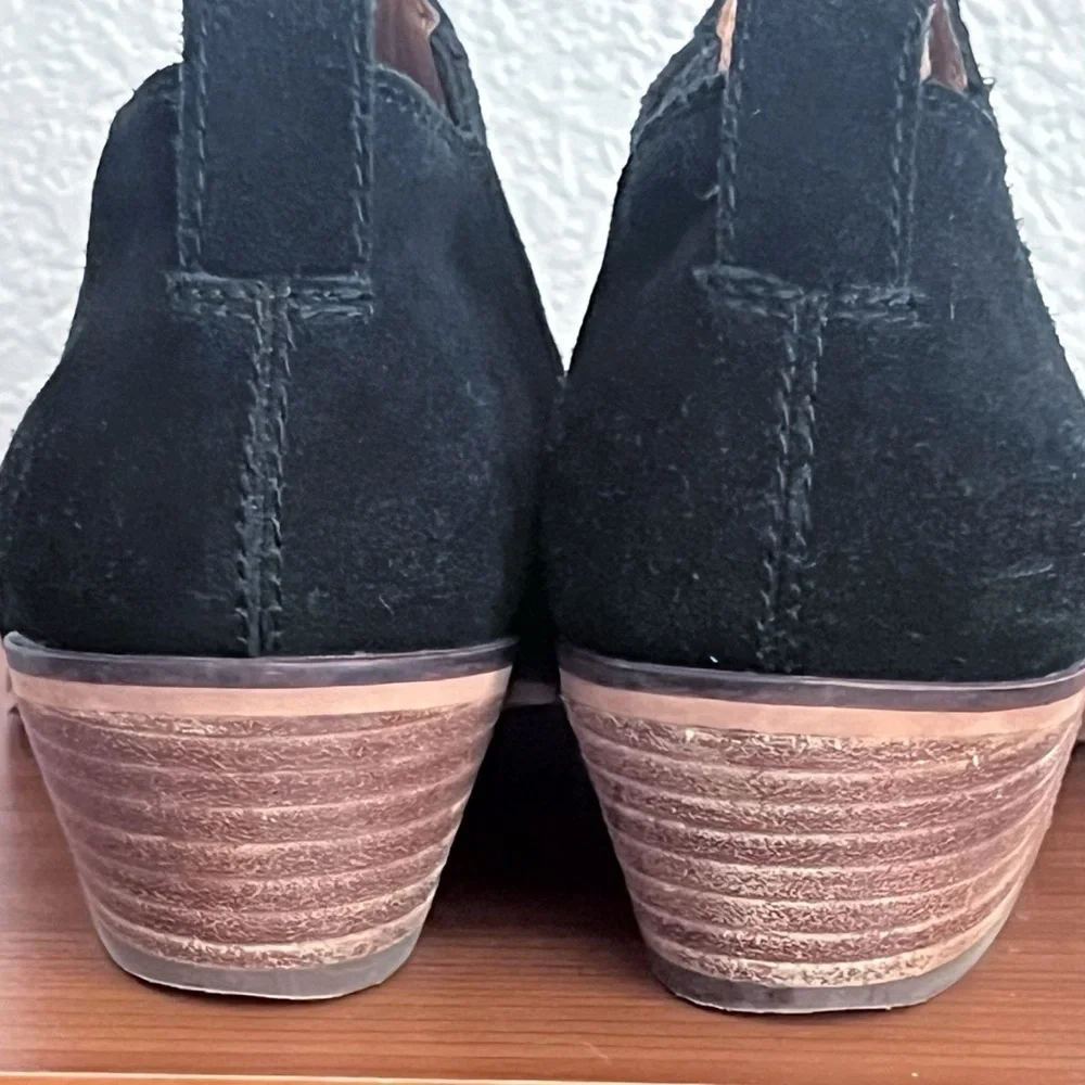 Frye & Co Rubie Western Southwestern Rodeo Slip On Black Suede Ankle Bootie 8M